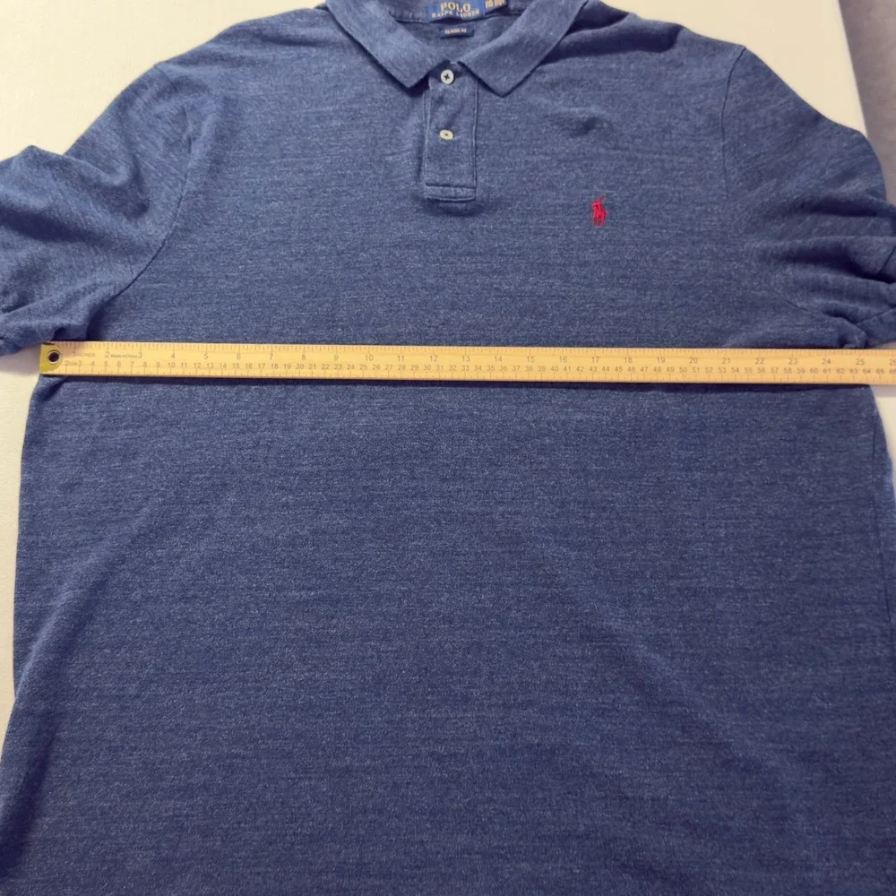 Polo Ralph Lauren Polo Shirt Mens XXL Blue Heathered Cotton Classic Fit